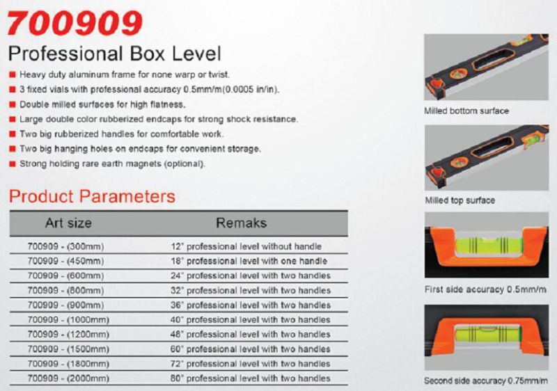 Top Grade Aluminum Professional Box Level (700909)