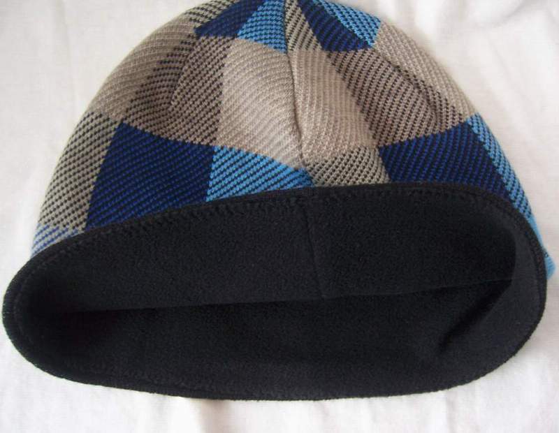 Checked Pattern Knitted Beanie Warm Hat with Fleece Inside (1-2543)