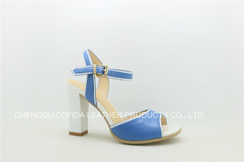 Popular Trendy Square High Heels Lady Leather Sandals