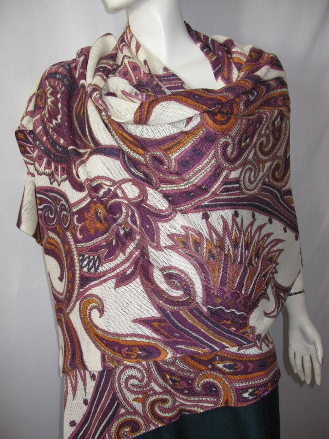 100% Cashmere Knitted Print Shawl