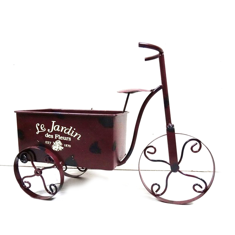 Practical Metal Tricycle Garden Flowerpot Craft with Decal Wording