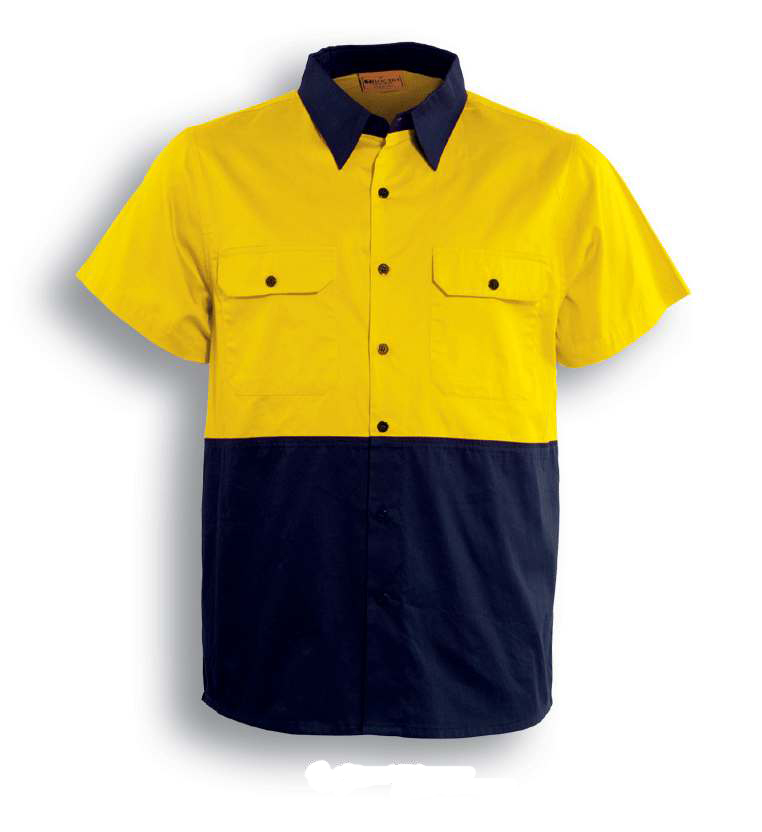 100% Cotton Short Sleeve Hi Vis Twill Safety Work Shirt