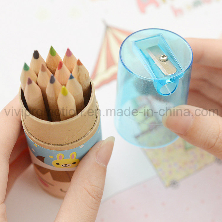 3.5' Wooden Color Pencil with Sharpener for Stationery Set (MP002)