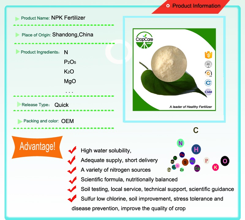 100% Water Soluble Fertilizer NPK 20-20-15 Compound Fertilizer