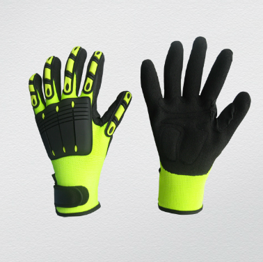 Black/Yellow PVC Cuff Velcro Mechanic Work Glove