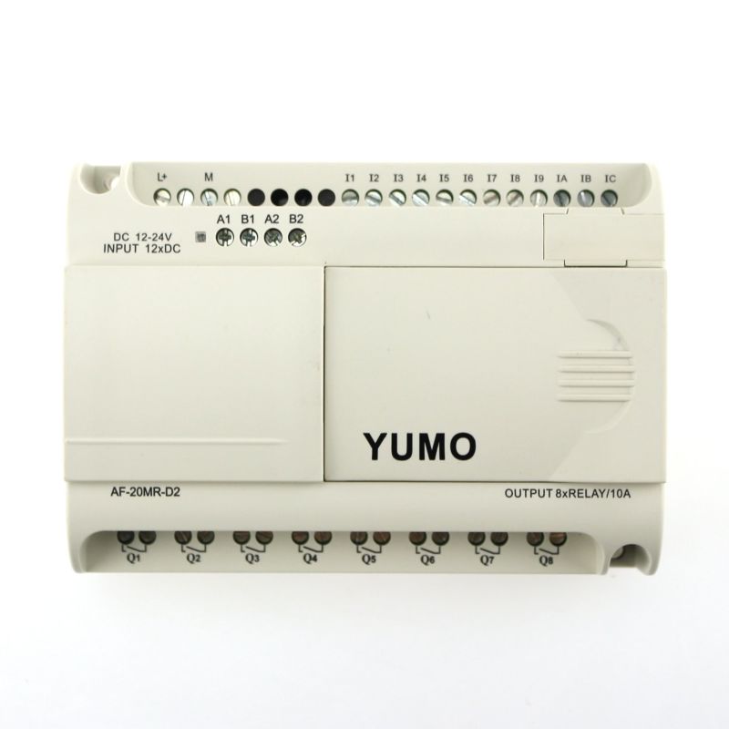 Yumo Af-20mr-D2 DC 12-24V Power Supply 12 Point DC Input (Analog) 8 Point Relay Output Micro PLC Mini PLC Auto Systems Alarm