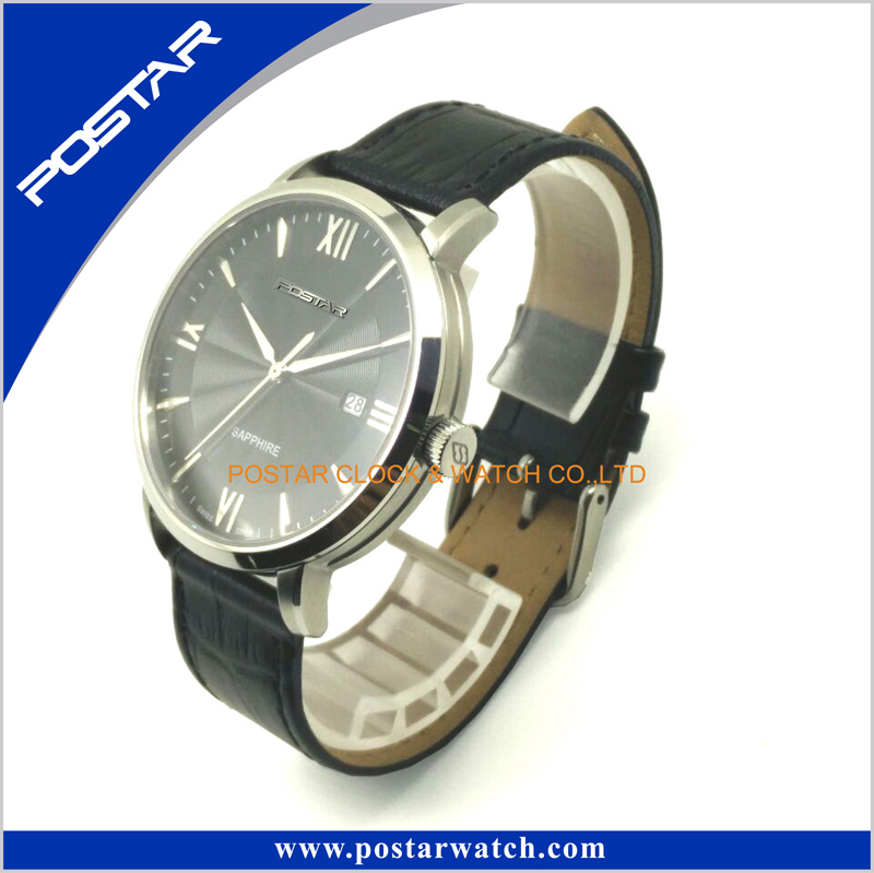 Charming Design Fashion Quartz Watch with Genuine Leather Band