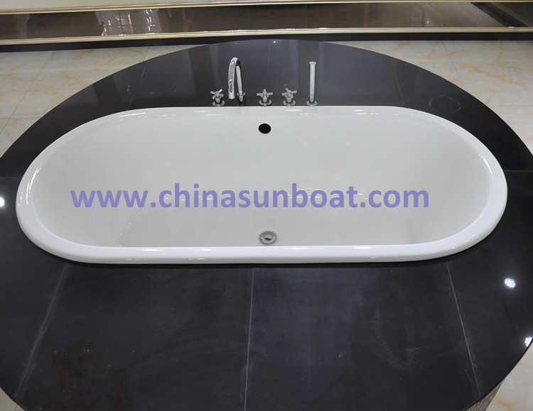 Sunboat Flushbonading Oval 1.8 M Ordinary Household Tub Deepened Round Enamel Cast Iron Bathtub