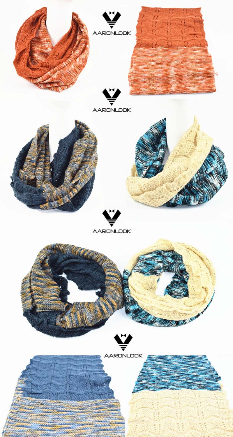 Lady's Multicolor Jacquard Joint Pattern Loop Scarf