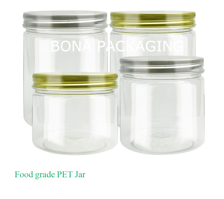 Wholesale Food Grade Clear Pet Jar with Aluminum Cap