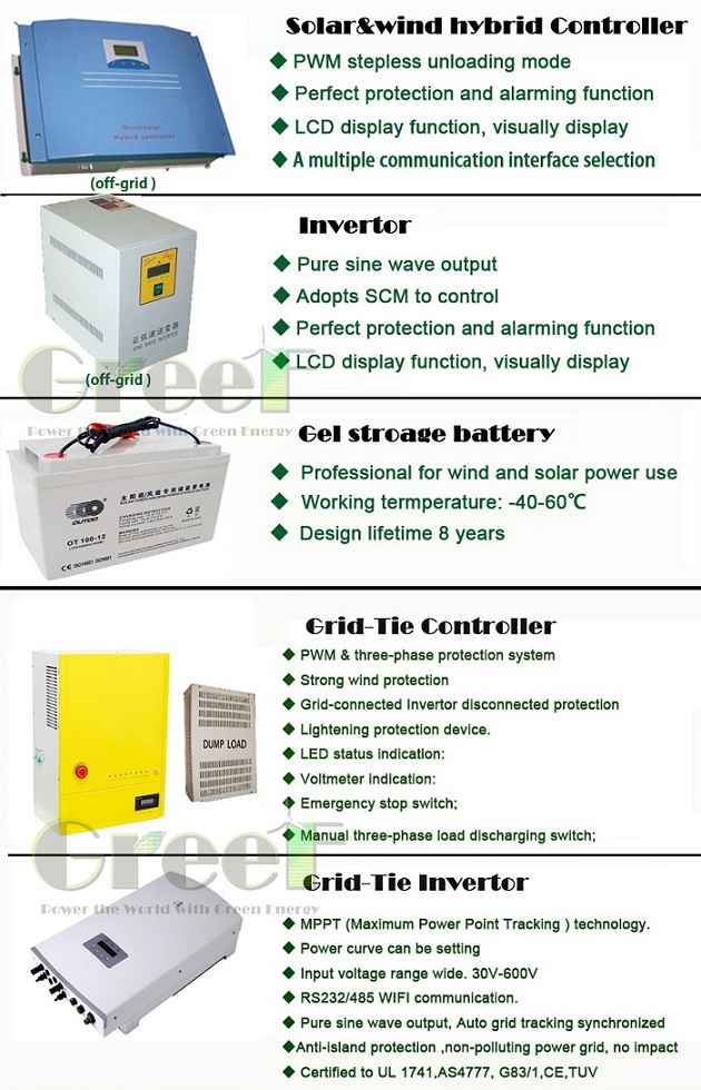 2-5kw Horizontal Wind Solar Hybrid System Used for Home