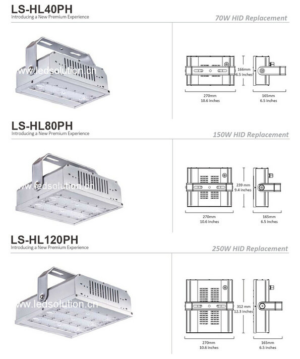 40W/80W/120W LED High Bay Lamp for Warehouse/Garage/Station/Area