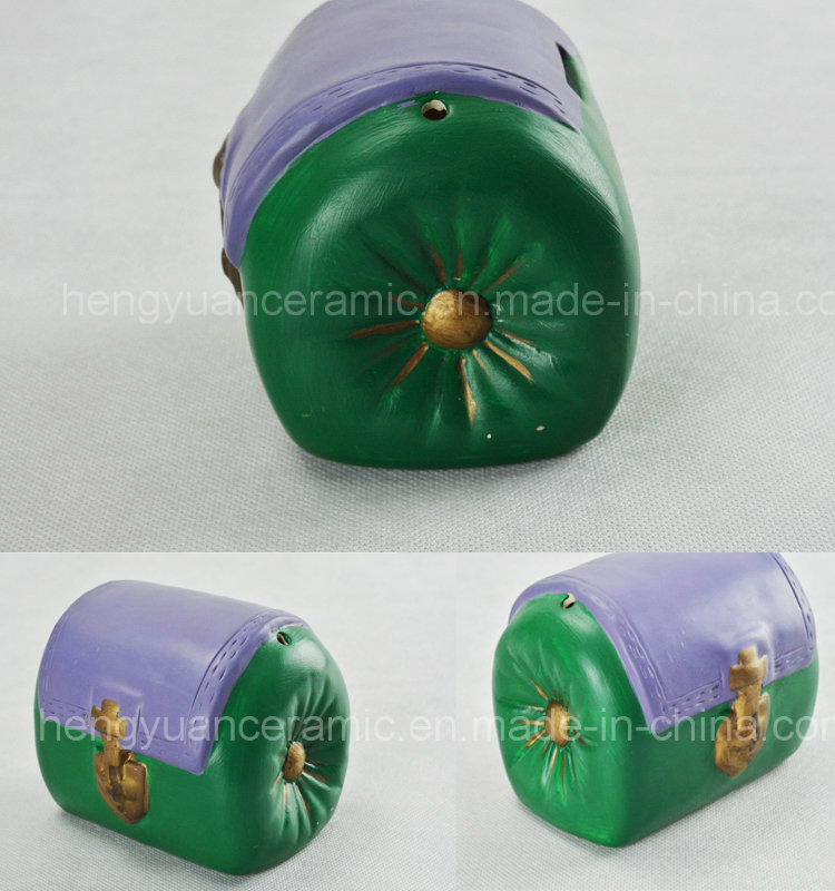 Creative Hand Painted Green Handbag Piggy Bank Ceramic