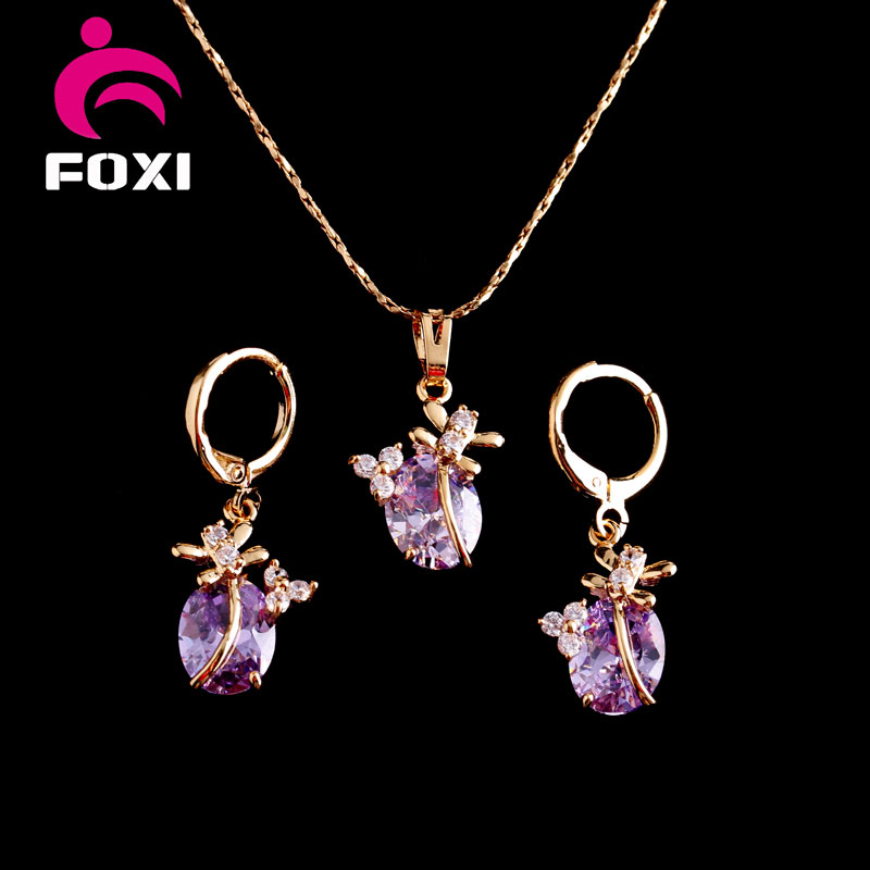 Champagne CZ Stone Fashion Hot Sale Jewelry Sets for Women Party