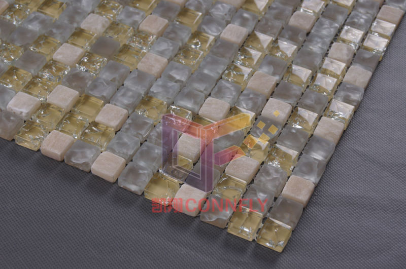 Marble and Cracked Glass Mixed Mosaic Tile (CS102)