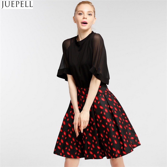 Autumn New Women High Waist Skirts Brand in Europe and America Temperament Put on a Large Floral Skirt a Word Tutu