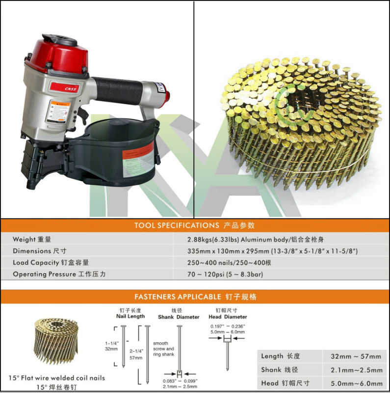 Cn55 Pneumatic Nail Gun for Construction