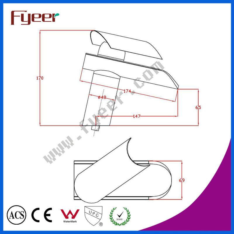 Fyeer Glass Waterfall Single Hole&Handle Basin Wash Faucet Water Mixer Tap