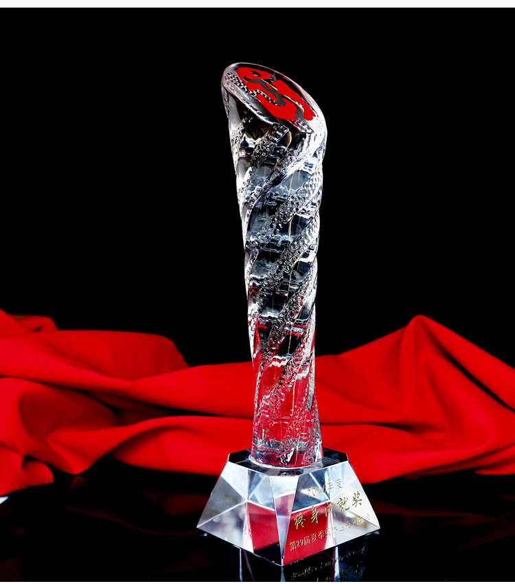 Cylinder K9 Glass Crystal Trophy for Souvenir