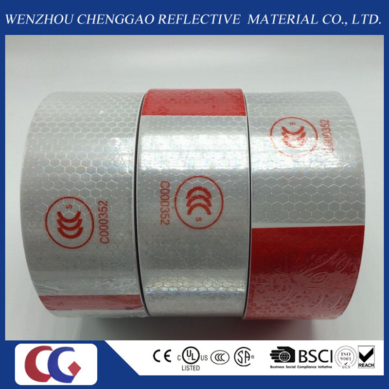 Red and White PVC Reflective Tape with Crystal Lattice