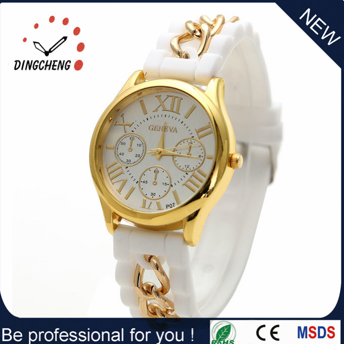 2016 Gift Christmas Gold Watch Quartz Movement Watch Diamond Silicone Strap Watch for Women Watch (DC-631)