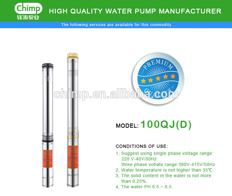 Chimp 4 Inchs Stainless Steel High Pressure 1.0 HP Deep Well Sumbersible Water Pump