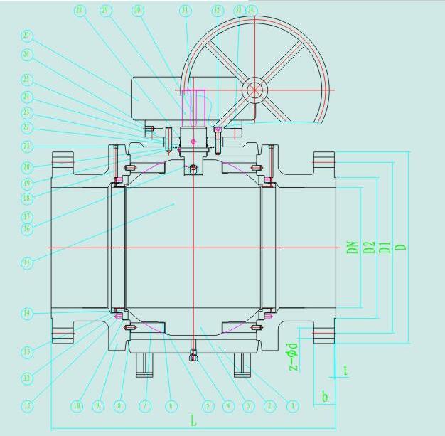 Flanged Trunnion Mounted Fully Welded Ball Valve