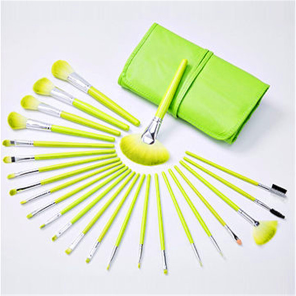 24PCS Professional Cosmetic Makeup Brush Set with Green Pouch Bag