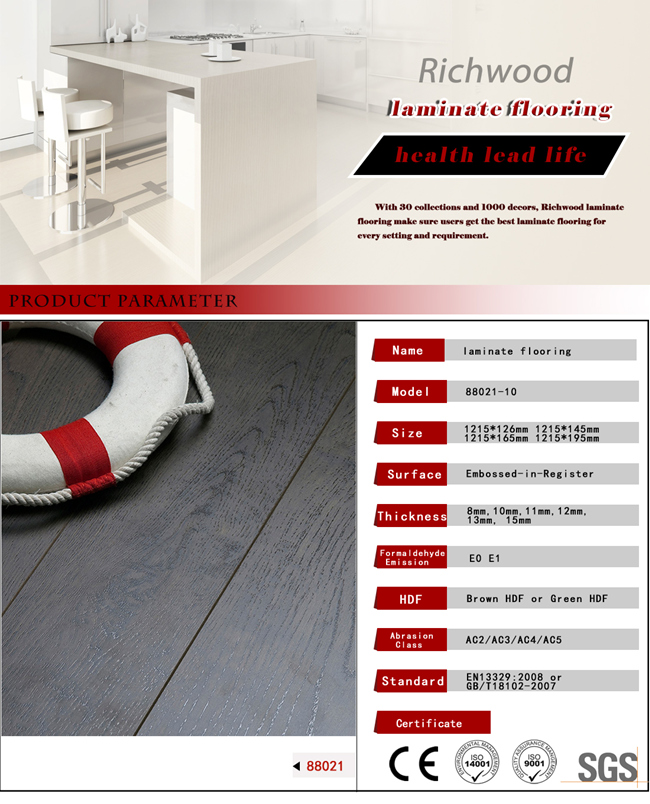 12.3mm Teak HDF Vinyl Plank Laminate Laminated Wood Wooden Flooring