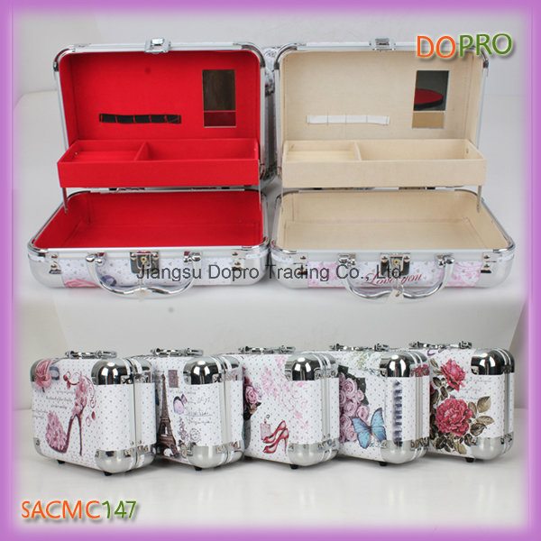 Beautiful Printing Rigid Wood Material Girls Makeup Case (SACMC147)