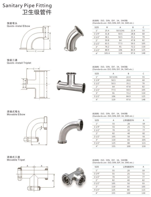 Stainless Steel 45degree 304 316L Welded Sanitary Elbow