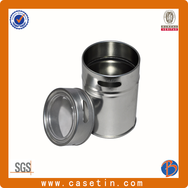 Custom Metal Round Food Grade Spice Tin Box with Hole and Window