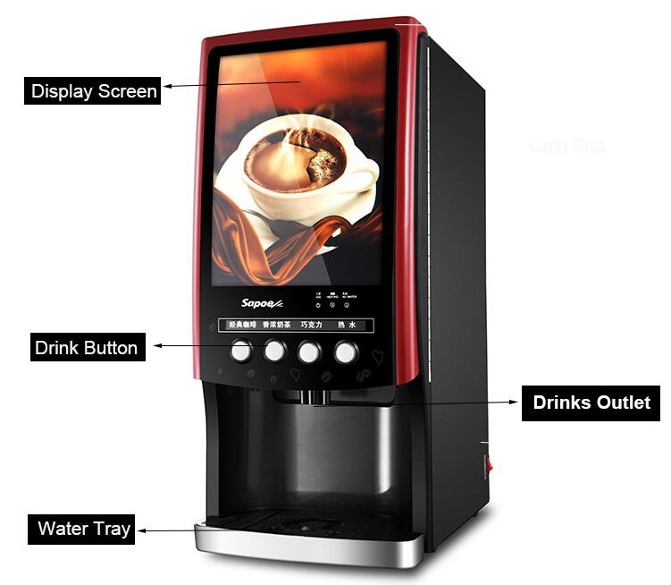 Commercial Fully Automatic Coffee Vending Machine Sc-7903elwp Red