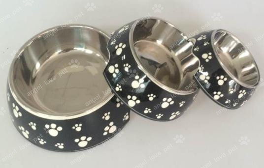 Classical Plastic Footprint Pattern Plastic Pet Dog Bowl