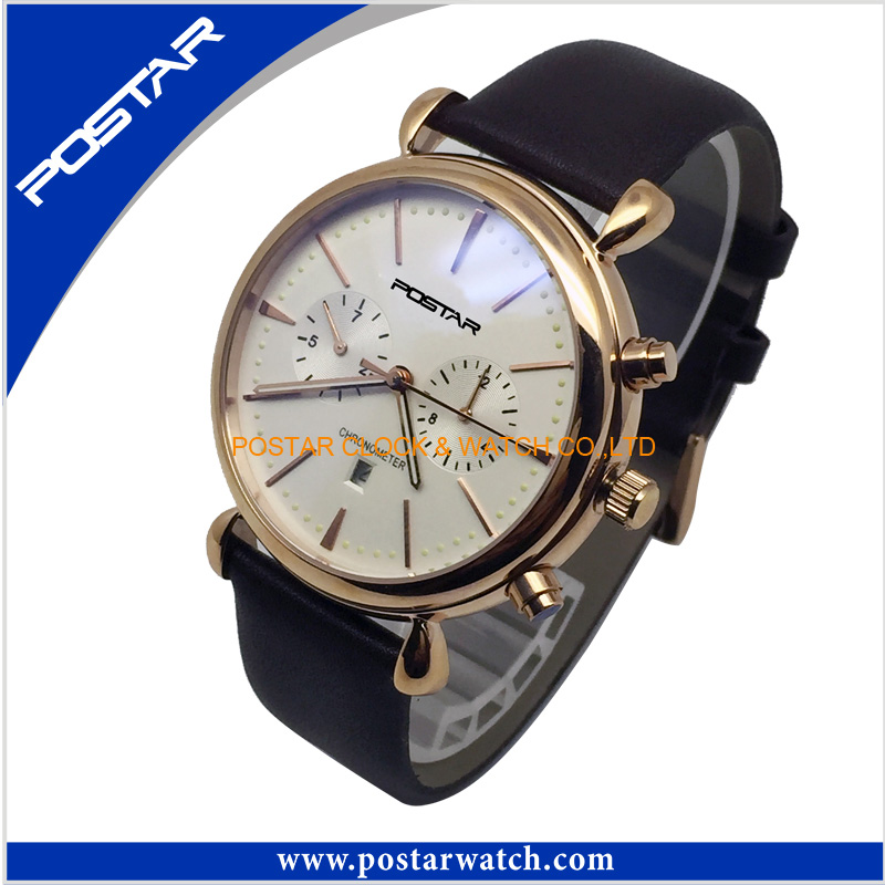 Ap Style New Top Quality Selling Men Stainless Steel Quartz Leather Watch