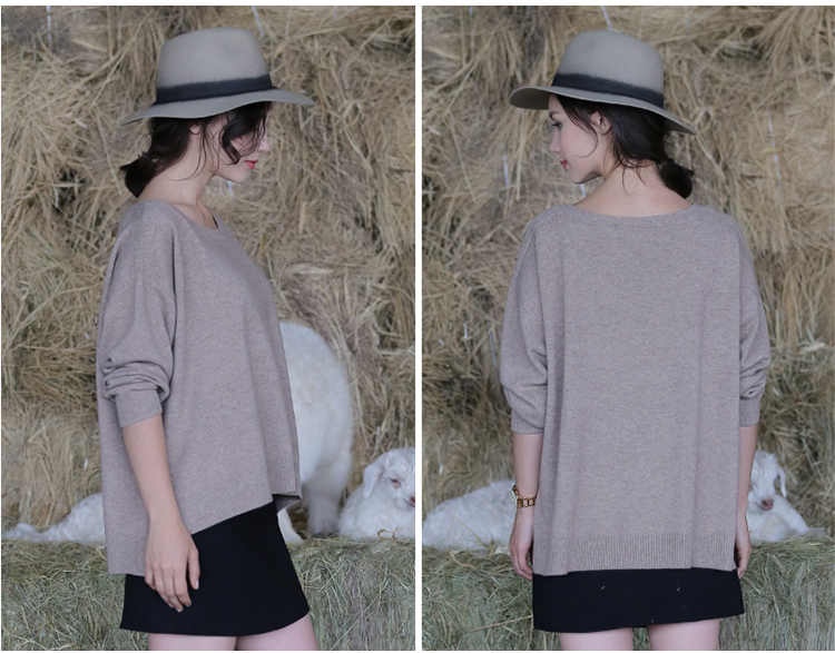 High Quality Pure Cashmere Sweater Pullover Casual Knit Sweater Solid Color