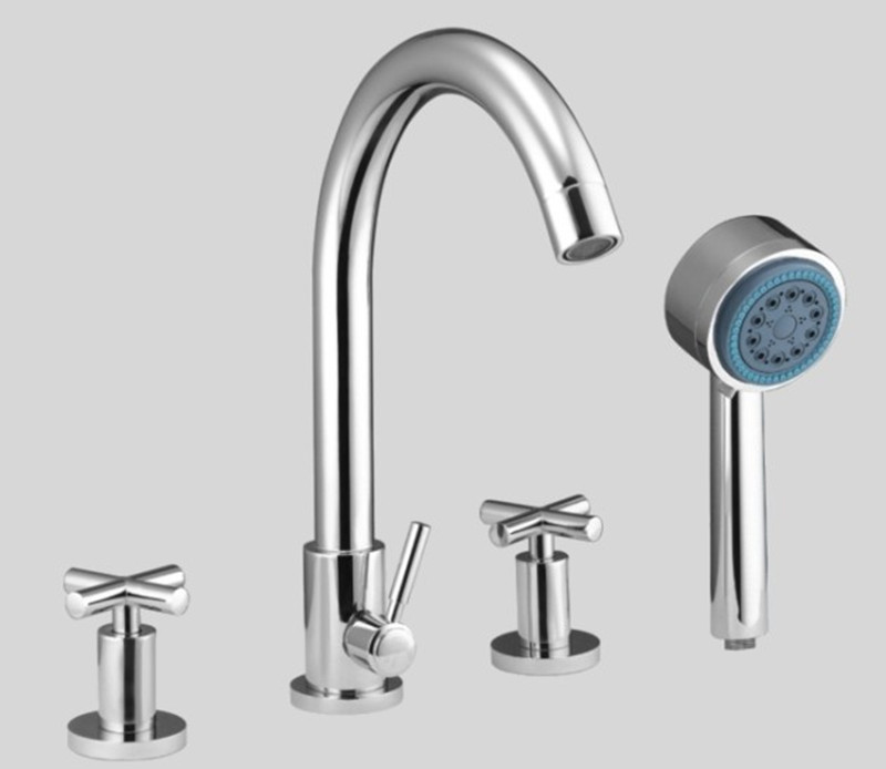 4-Hole Tub Filler with Personal Handshower and Lever Handles