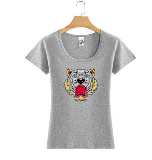 Tiger Logo Printing Fashion Women Wholesale Custom Cotton T Shirt