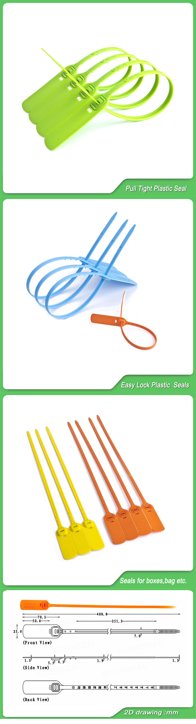 Plastic Seal, Pull Tight Seal, JY400, Metal Lock Seal