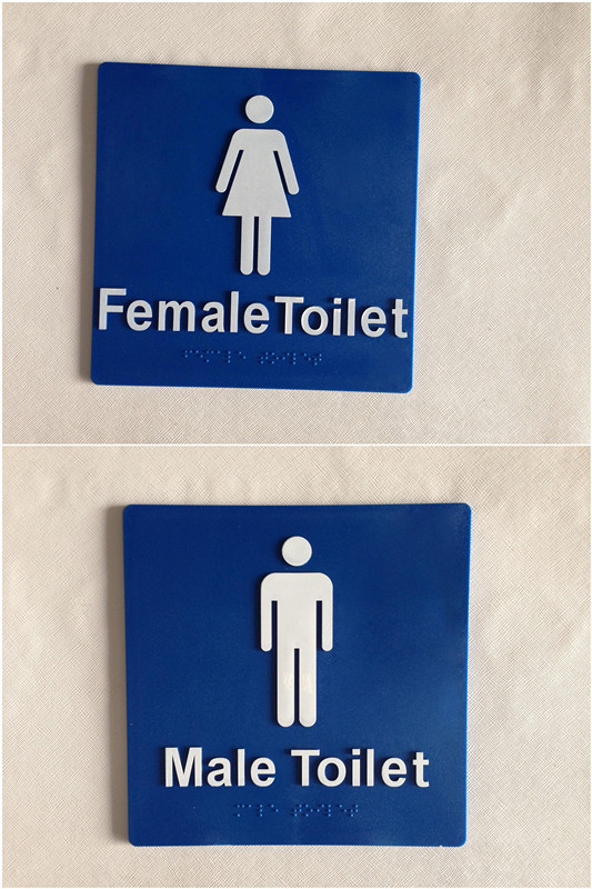 Unisex Toilet RH / LH Braille Toilet Sign