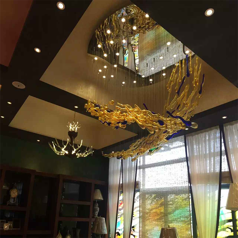 Hotel Decorative Glass Hanging Broken Colour Pendant Lamp