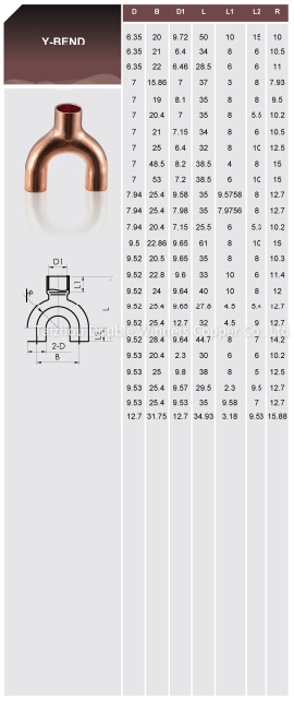 Y-Bend Copper Fitting for ACR Fitting