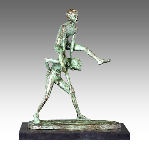 Kids Statue Jumping Young Bronze Sculpture, Otto TPE-433 (B)