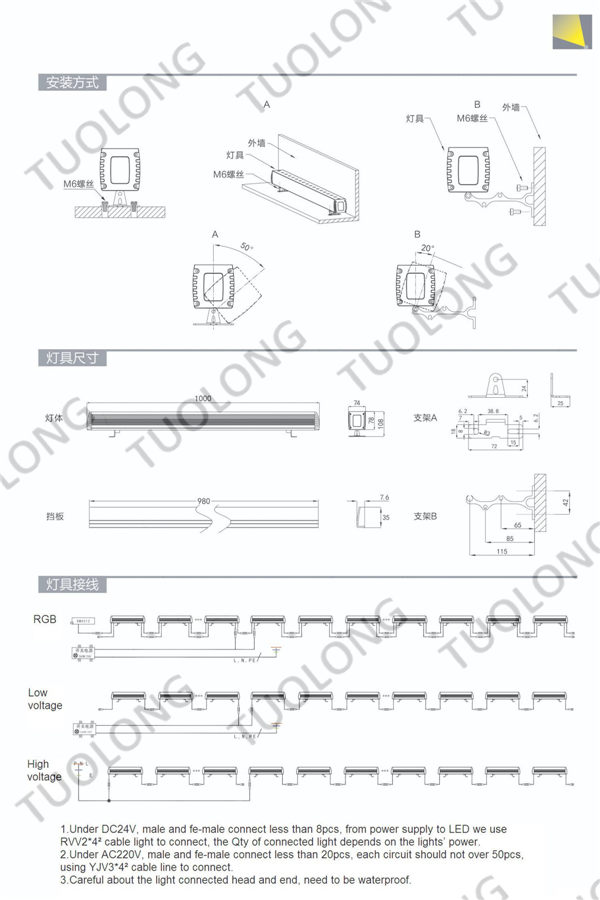 72W Linear LED Flood Light Outdoor Wall Light IP65