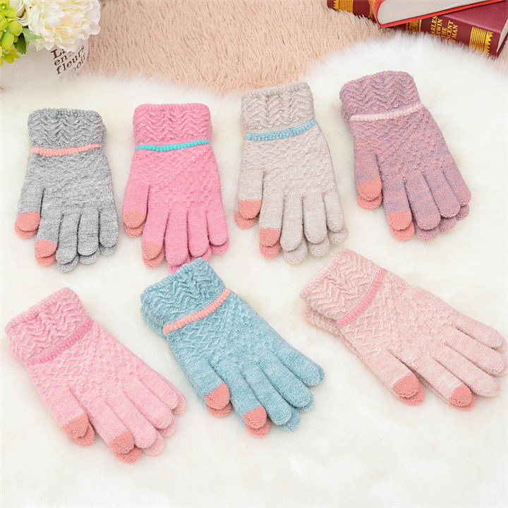 Hot Fashion Factory Wholesale Cheap Warm Knitted Custom Cute Funny Winter Women Knitted Wool Gloves