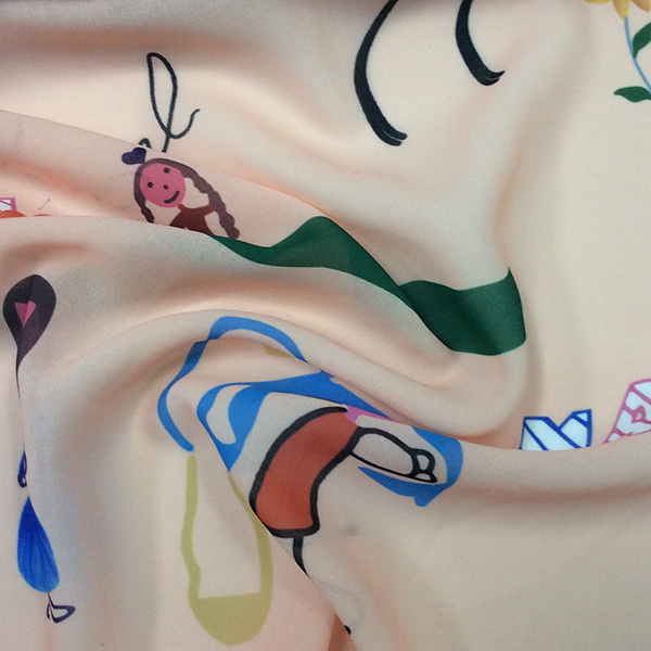 Cartoon Pattern Printed Polyester Chiffon Garment Fabric