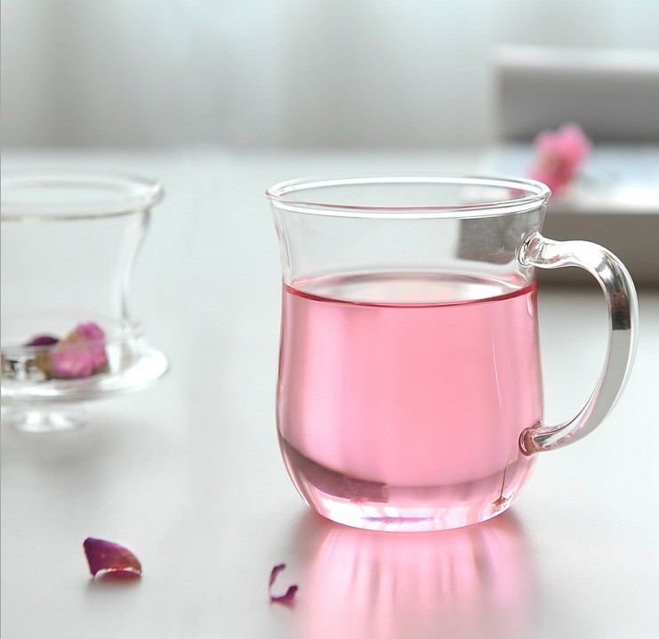 Tea Cup Glass Mug for Tea Coffee Mug with Lid