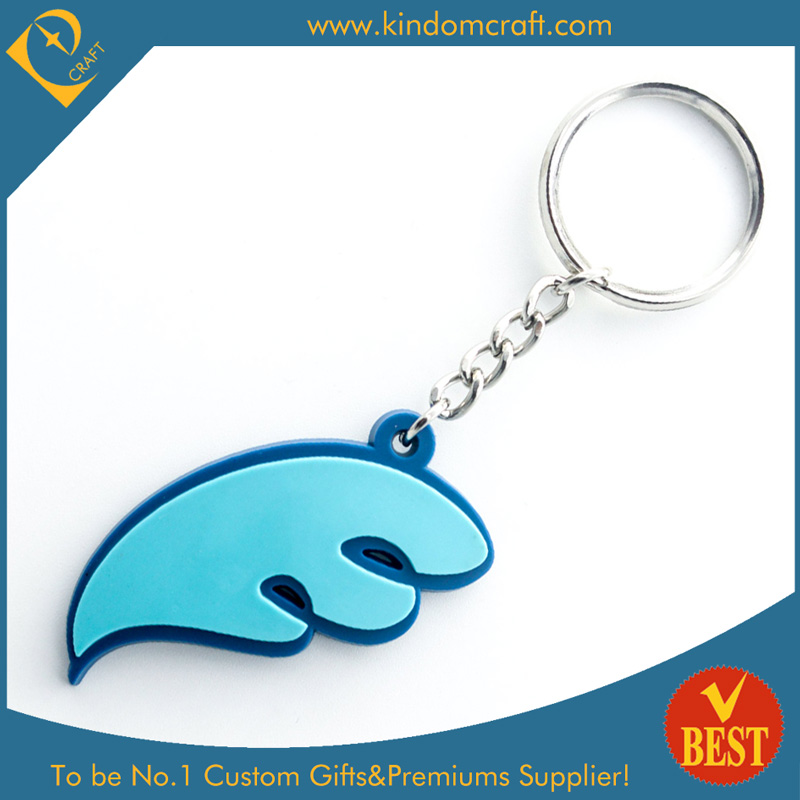 China Cheap 2 D Promotional Rubber Key Chain in Wave Shape with High Quality