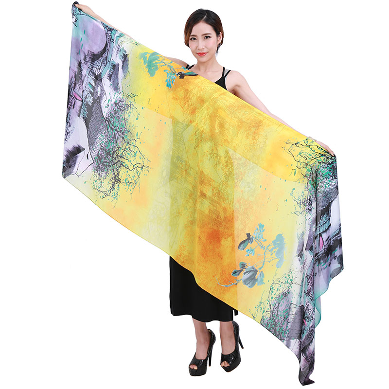 Chinese Style Classic Printed Polyester Large Scarf