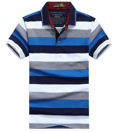 Custom High Quality Men's Mixed Color Striped Polo Shirt